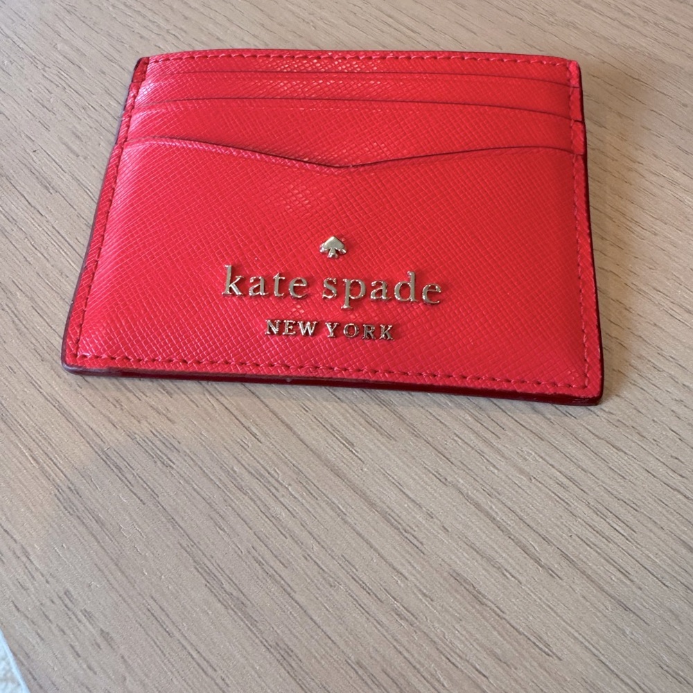 KATE SPADE Red Card Case Leather Card Holder Mini Wallet Valentines Gift for Her - Picture 4 of 4